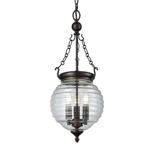 Crosswell 3-Light Chandelier in Oil Rubbed Bronze with Clear Beehive Glass