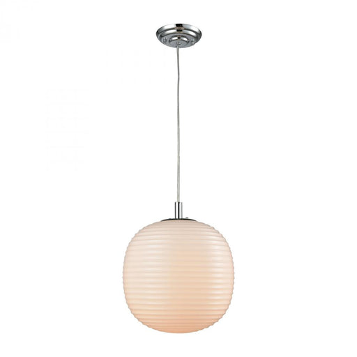 Beehive 1-Light Mini Pendant in Chrome with Opal White Beehive Glass