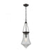 Victoriana 1-Light Mini Pendant in Oil Rubbed Bronze with Clear Crosshatched Glass