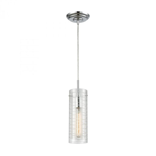 Swirl 1-Light Mini Pendant in Polished Chrome with Clear Etched Glass