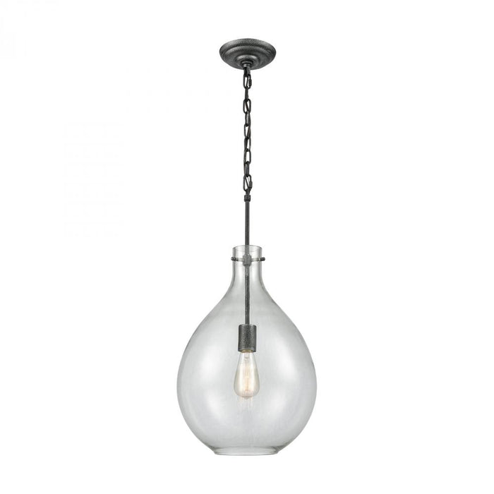 Sunderland 1-Light Mini Pendant in Silvered Graphite with Clear Blown Glass