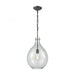 Sunderland 1-Light Mini Pendant in Silvered Graphite with Clear Blown Glass