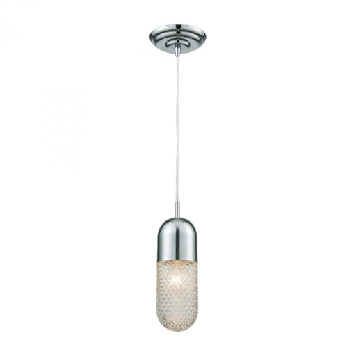 Capsula 1-Light Mini Pendant in Polished Chrome with Clear Textured Glass