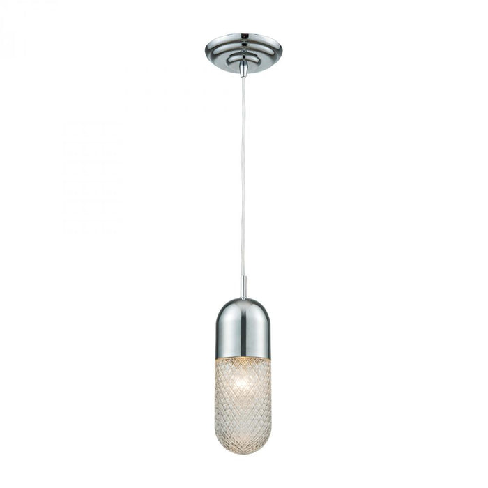 Capsula 1-Light Mini Pendant in Polished Chrome with Clear Textured Glass