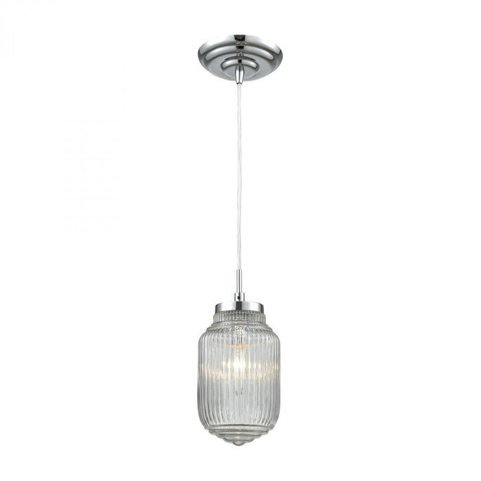 Dubois 1-Light Mini Pendant in Polished Chrome with Clear Ribbed Glass