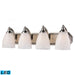 Mix-N-Match Vanity 4-Light Wall Lamp in Satin Nickel with Snow White Glass - Includes LED Bulbs