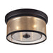 Diffusion 2-Light Flush Mount in Oiled Bronze with Organza and Mercury Glass