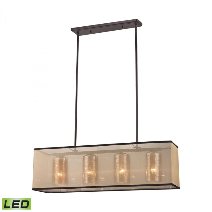 Diffusion 4-Light Chandelier in Oiled Bronze with Organza and Mercury Glass - Includes LED Bulbs