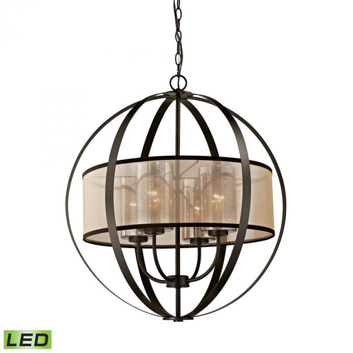 Diffusion 4-Light Chandelier in Oiled Bronze with Organza and Mercury Glass - Includes LED Bulbs