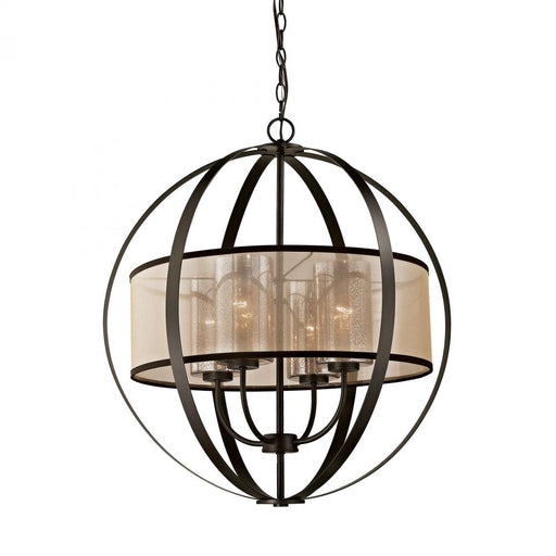 Diffusion 4-Light Chandelier in Oiled Bronze with Organza and Mercury Glass