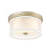 Diffusion 2-Light Flush Mount in Aged Silver with Frosted Glass inside Silver Organza Shade