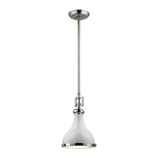 Rutherford 1-Light Mini Pendant in Polished Nickel with Gloss White Shade