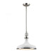 Rutherford 1-Light Pendant in Polished Nickel with Gloss White Shade