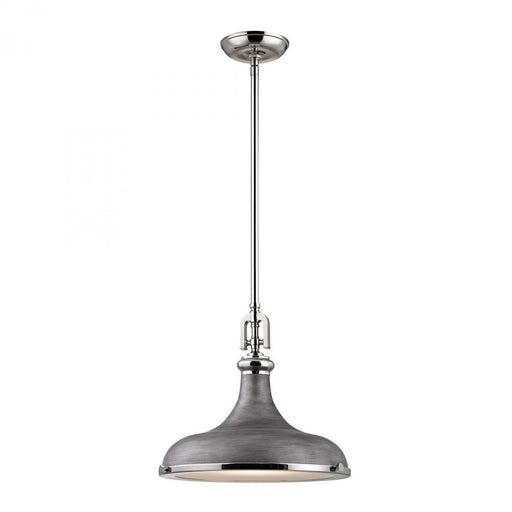 Rutherford 1-Light Pendant in Polished Nickel and Weathered Zinc with Metal Shade