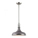 Rutherford 1-Light Pendant in Polished Nickel and Weathered Zinc with Metal Shade
