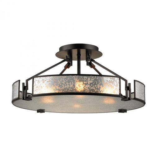 Lindhurst 4-Light Semi Flush in Oil Rubbed Bronze with Glass Panels