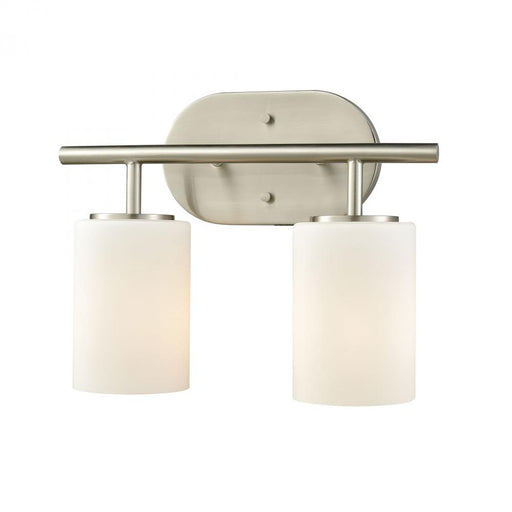 Pemlico 2-Light Vanity Lamp in Satin Nickel with White Glass