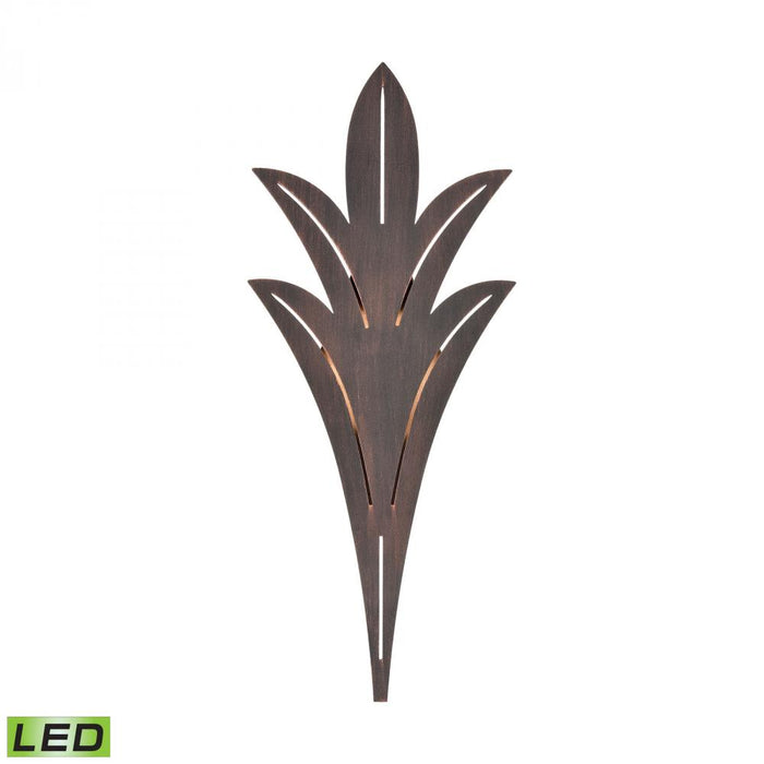 Palm Fronds Sconce in Bronze Rust with Laser Cut Aluminum - Integrated LED