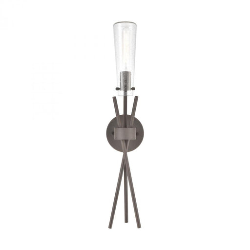 Stix 1-Light Sconce in Bronze Rust with Seedy Glass