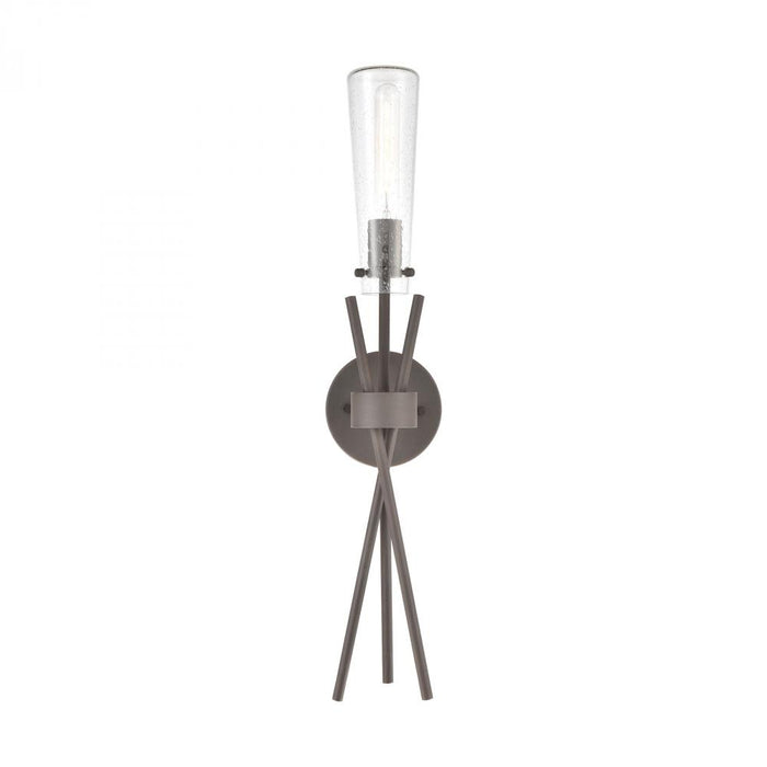 Stix 1-Light Sconce in Bronze Rust with Seedy Glass