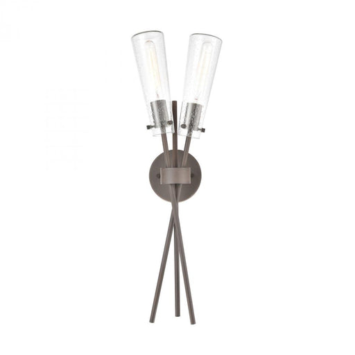 Stix 2-Light Sconce in Bronze Rust with Seedy Glass