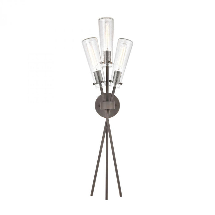 Stix 3-Light Sconce in Bronze Rust with Seedy Glass