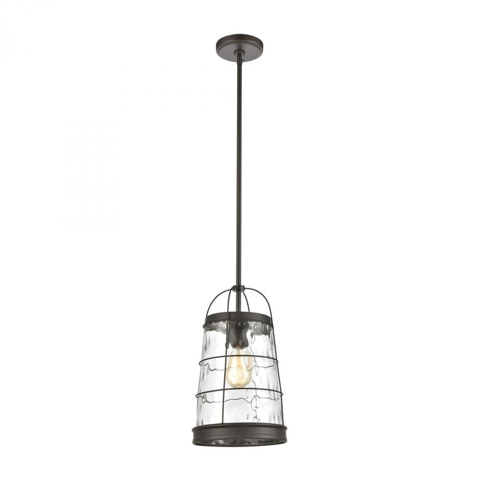 Azaria 1-Light Mini Pendant in Oil Rubbed Bronze with Water Glass