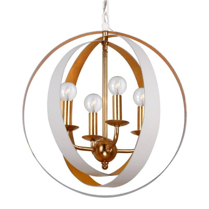 Luna 4 Light White & Gold Sphere Mini Chandelier