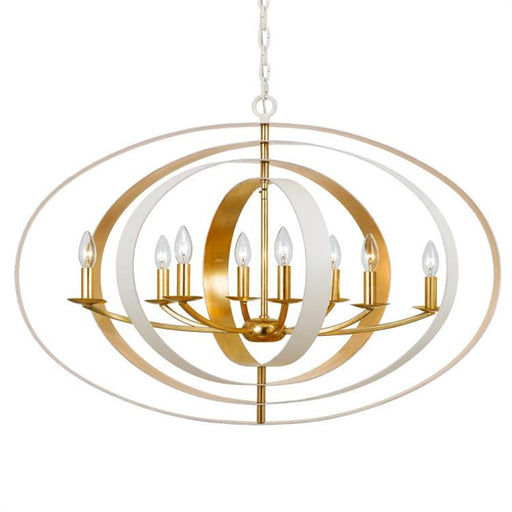 Luna 8 Light Matte White & Antique Gold Chandelier