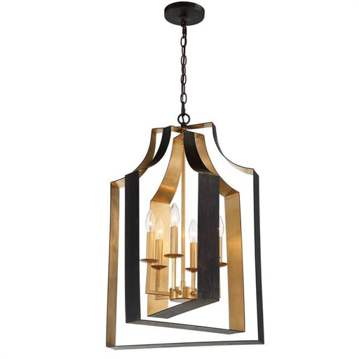 Luna 6 Light English Bronze & Antique Gold Pendant