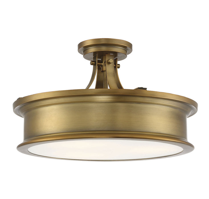 Watkins 3 Light Warm Brass Semi-Flush