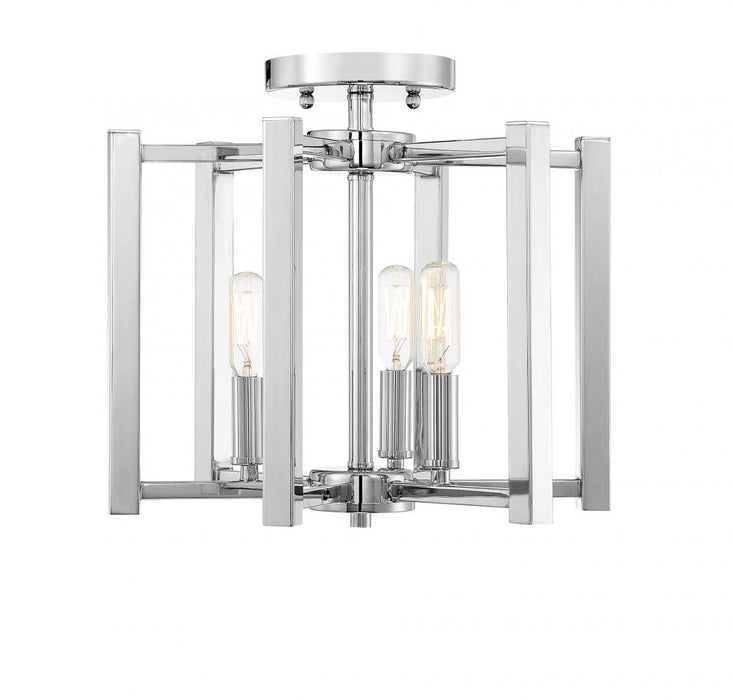 Benson 3 Light  Polished Nickel Semi-Flush