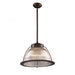 Halophane 1-Light Pendant in Aged Bronze with Clear Ribbed Glass