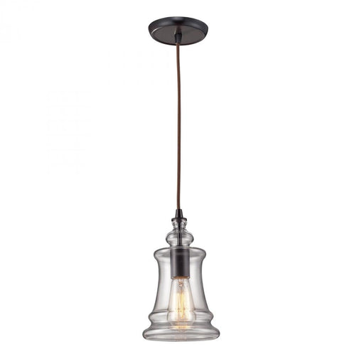 Menlow Park 1-Light Mini Pendant in Oiled Bronze with Smoked Glass