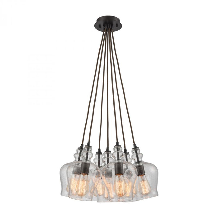 Menlow Park 7-Light Nesting Pendant Fixture in Oil Rubbed Bronze with Smoked Glass