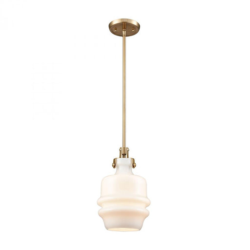 Zumbia 1-Light Mini Pendant in Satin Brass with Opal White Glass