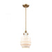 Zumbia 1-Light Mini Pendant in Satin Brass with Opal White Glass