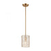 Chiseled Ice 1-Light Mini Pendant in Satin Brass with Clear Heavily Textured Glass