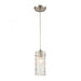 Roubaix 1-Light Mini Pendant in Satin Nickel with Heavily Textured Amber Glass