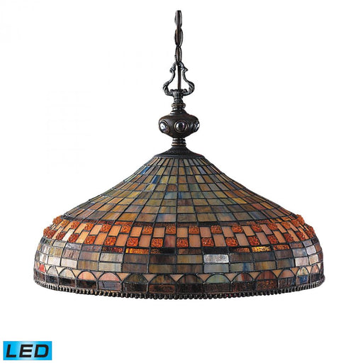 Jewelstone 3-Light Chandelier in Classic Bronze with Tiffany Style Glass - Includes LED Bulbs