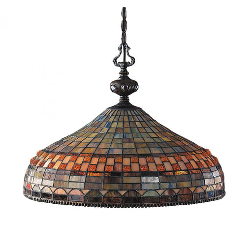 Jewelstone 3-Light Chandelier in Classic Bronze with Tiffany Style Glass