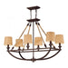 Natural Rope 6-Light Linear Chandelier in Aged Bronze with Tan Linen Shades