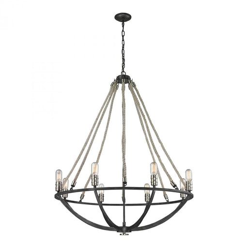 Natural Rope 8-Light Chandelier in Polished Nickel and Silvered Graphite