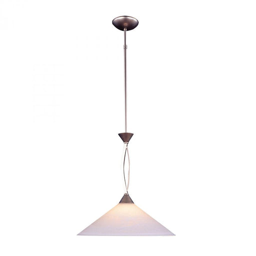 Elysburg 1-Light Pendant in Satin Nickel with White Swirl Glass