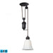 Farmhouse 1-Light Adjustable Pendant in Oiled Bronze with White Glass - Includes LED Bulb