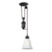 Farmhouse 1-Light Adjustable Pendant in Oiled Bronze with White Glass