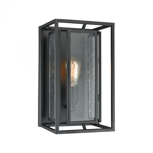 Eastgate 1-Light Sconce in Textured Black with Seedy Glass Panels