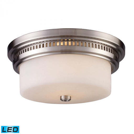 Chadwick 2-Light Flush Mount in Satin Nickel with White Glass - Includes LED Bulbs