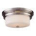 Chadwick 2-Light Flush Mount in Satin Nickel with White Glass