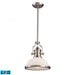 Chadwick 1-Light Pendant in Satin Nickel with White Glass - Includes LED Bulb